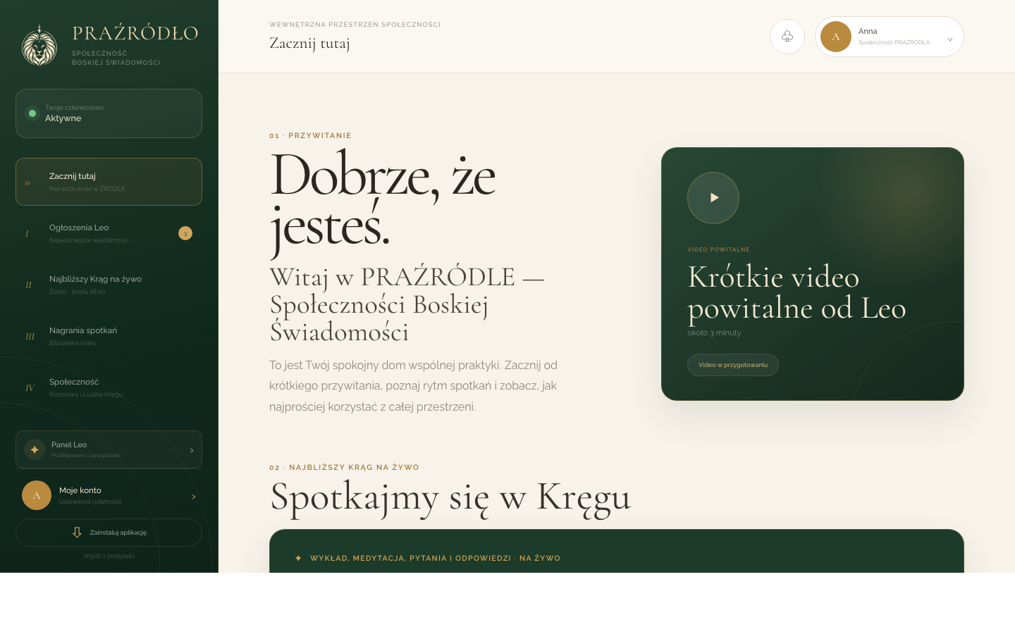 Widok Społeczności Praźródło na komputerze